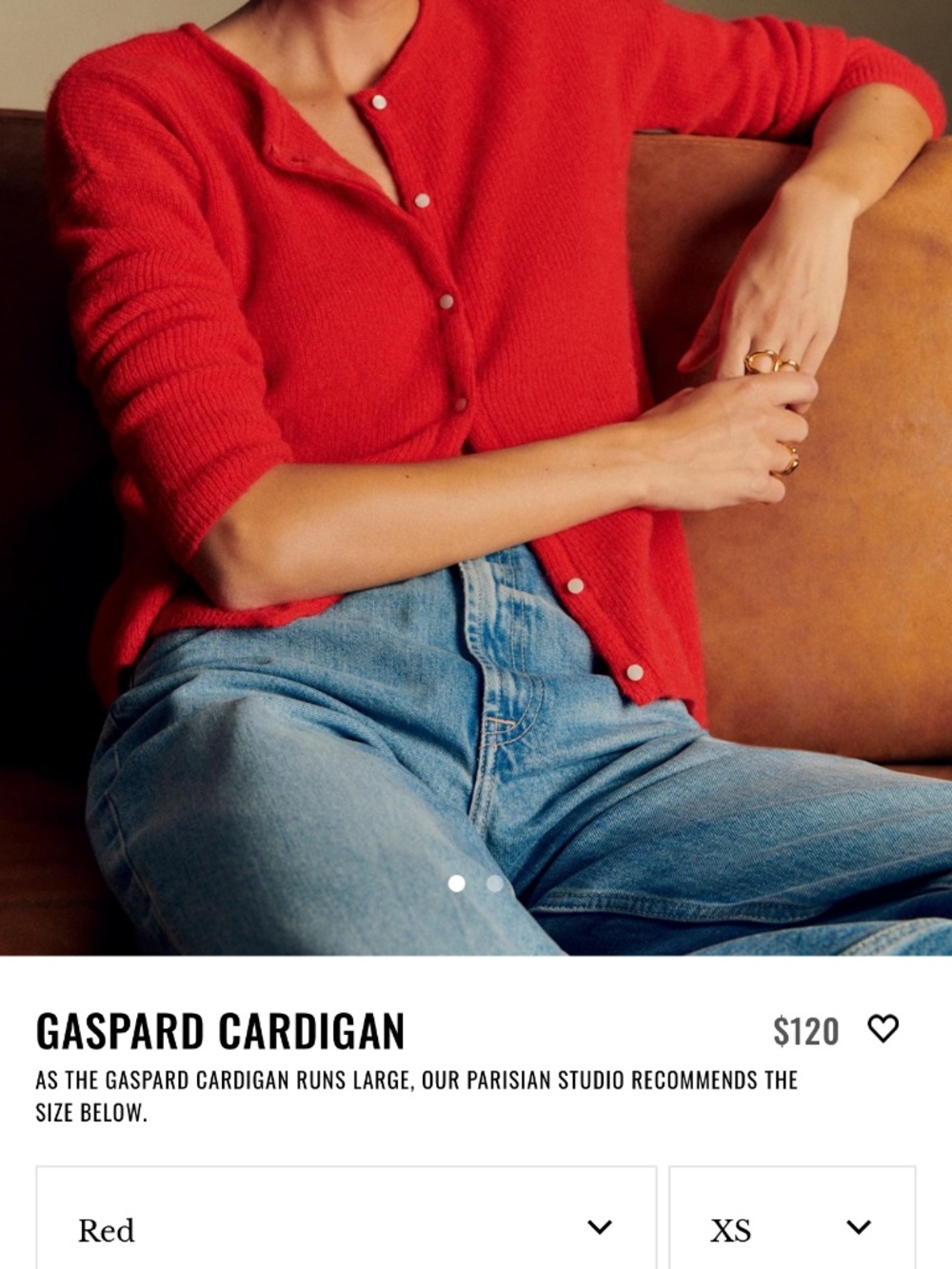 Sezane Gaspard Cardigan Red Size XS
